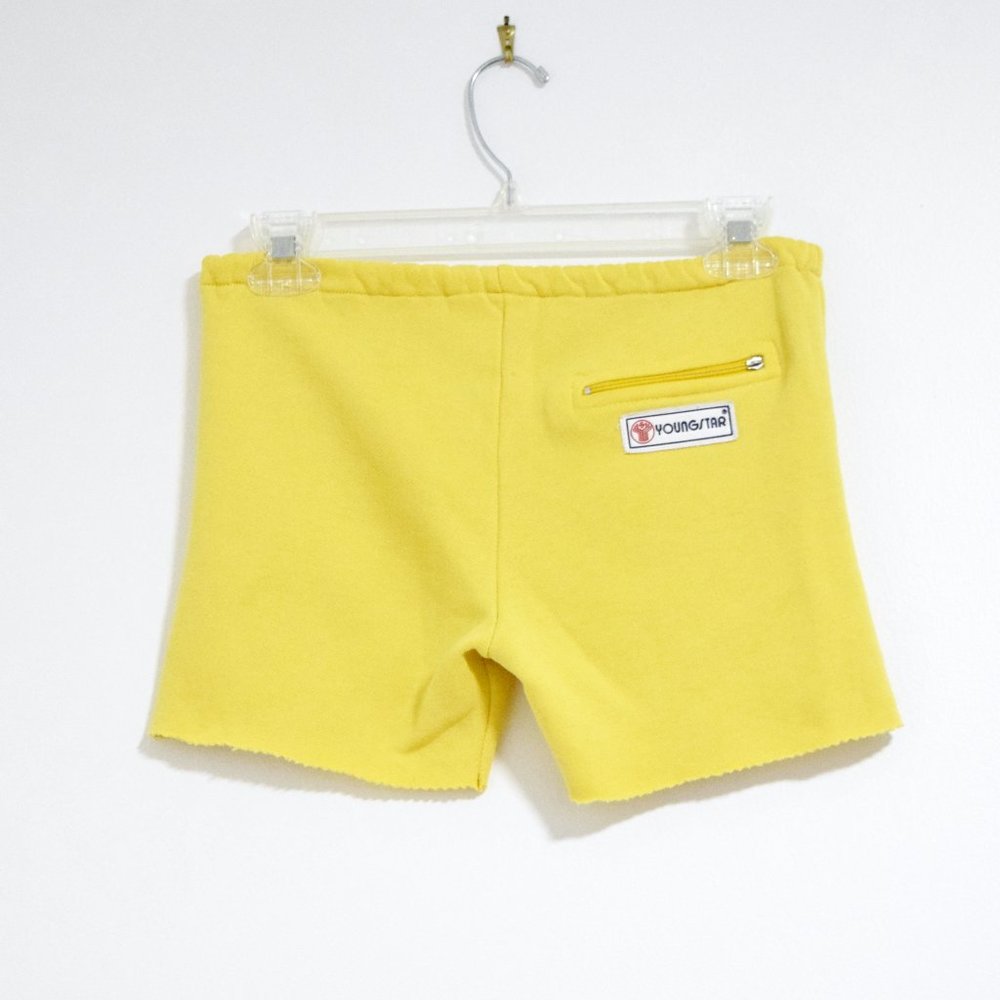 YOUNGSTAR Yellow Raw Edge Cut Sweat Shorts | Size XS